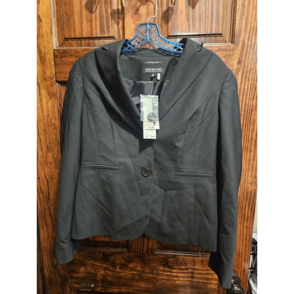 Jones New York Platinum Collection Women Blazer Off Black Gray Size 8 NWT